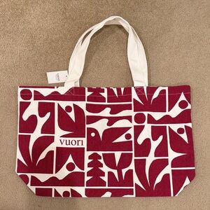 Vuori Burgundy and White Graphic Tote